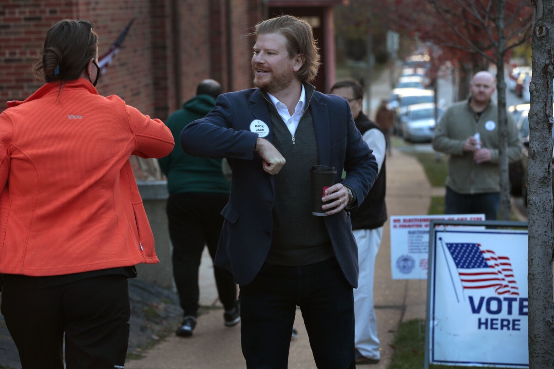 St. Louis Alderman Jack Coatar greets voters on Election Day